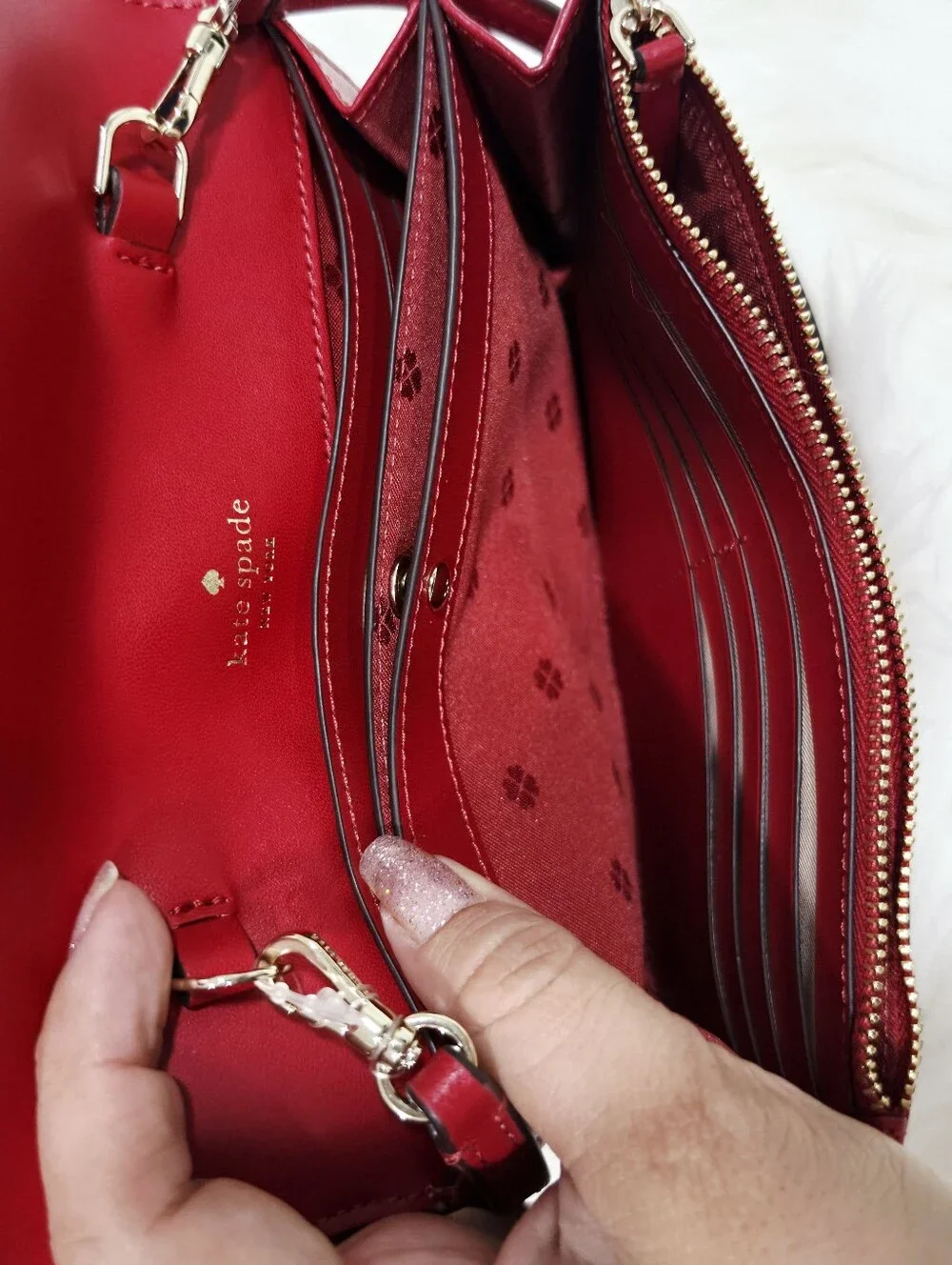 Kate Spade Red Leather Crossbody Wallet Clutch Purse Phone Bag